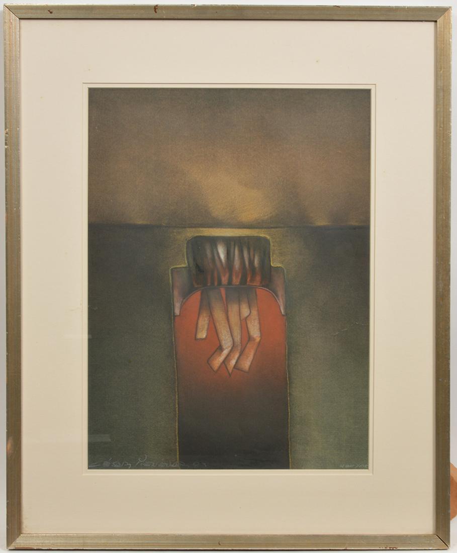 Cesar Menendez 'New York' Mixed Media on Paper: Cesar Menendez, Salvador (Born 1954). Mixed media on paper. Signed lower left. Measures 31.25"H x 25.25"W framed; 22"H x 16"W unframed. Condition report: Good condition, no issues, please examine all 
