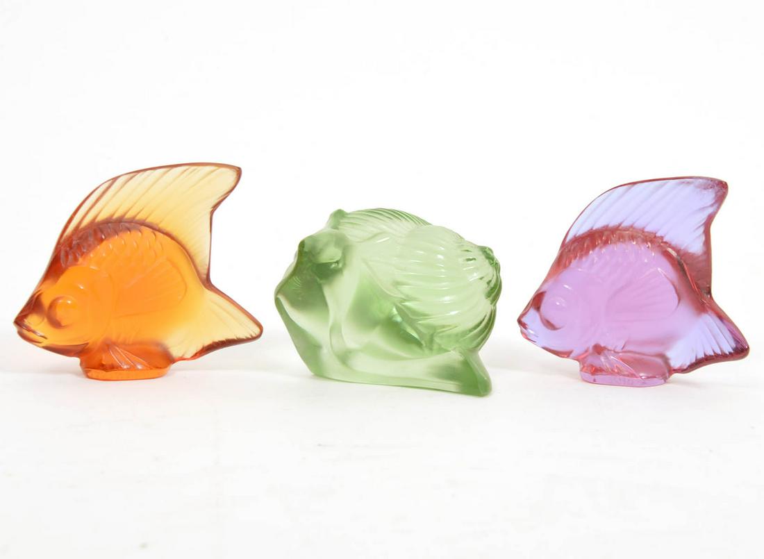 Lot of 3 Lalique Colored Glass Figures (1 of 4)