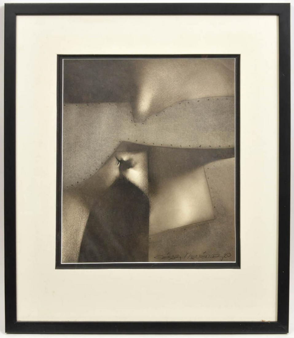 Cesar Menendez Untitled Mixed Media on Paper: Cesar Menendez, Salvadoran (Born 1954) Mixed media on paper. Signed lower right. Measures 24.25"H x 20.5"W framed; 15"H x 12"W unframed. Condition report: Good condition, no issues, please examine all