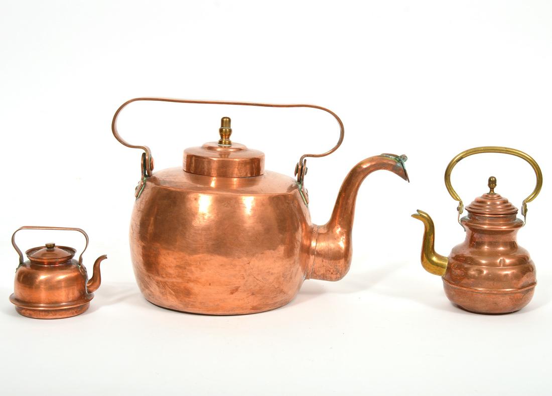 3 Vintage Copper & Brass Kettles (1 of 9)