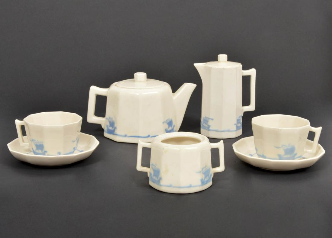Rookwood Blue Ship Pottery 7pc Tea Set (1 of 8)
