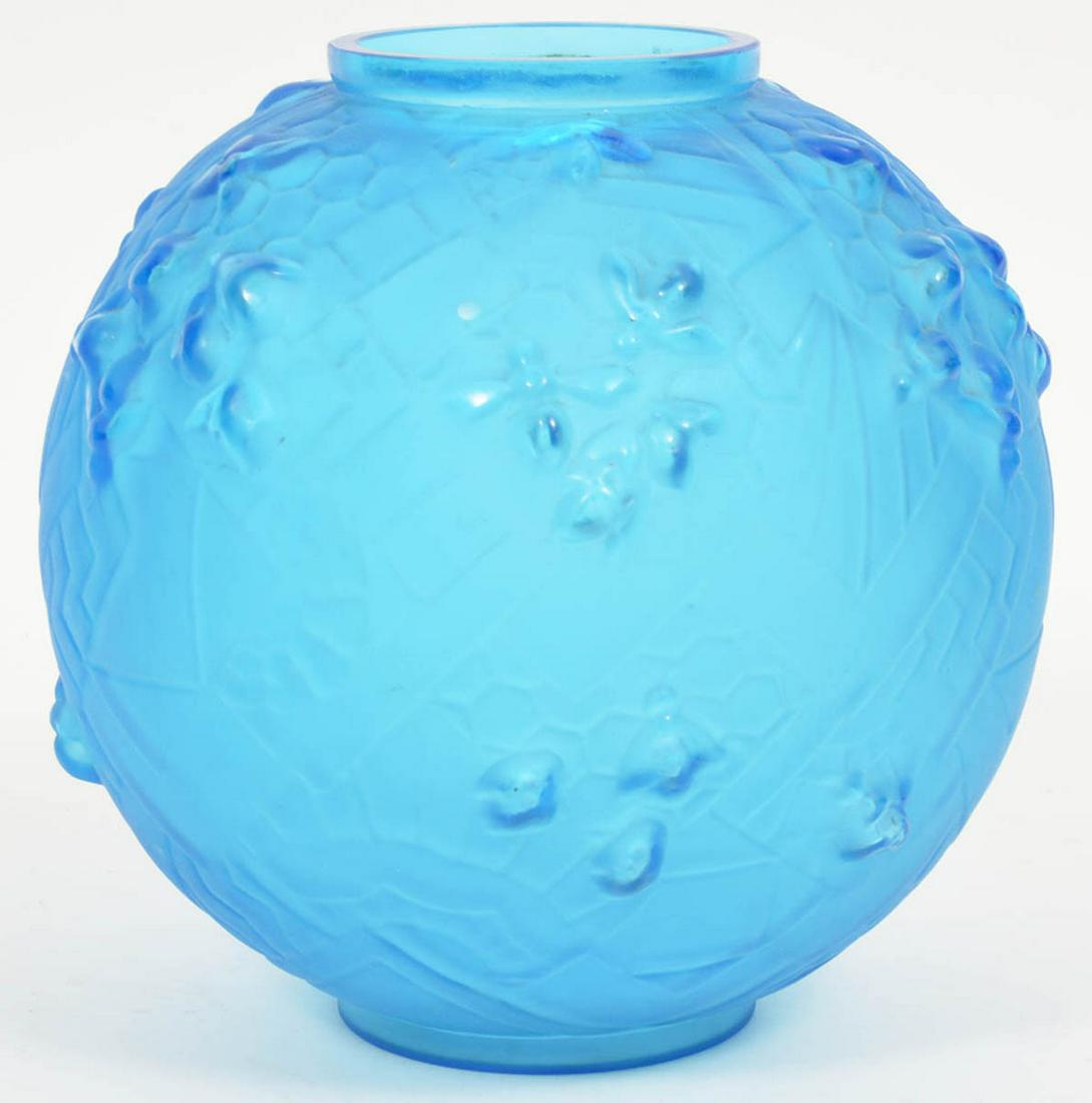 Sabino Deco Beehive Blue Opalescent Glass Vase (1 of 6)