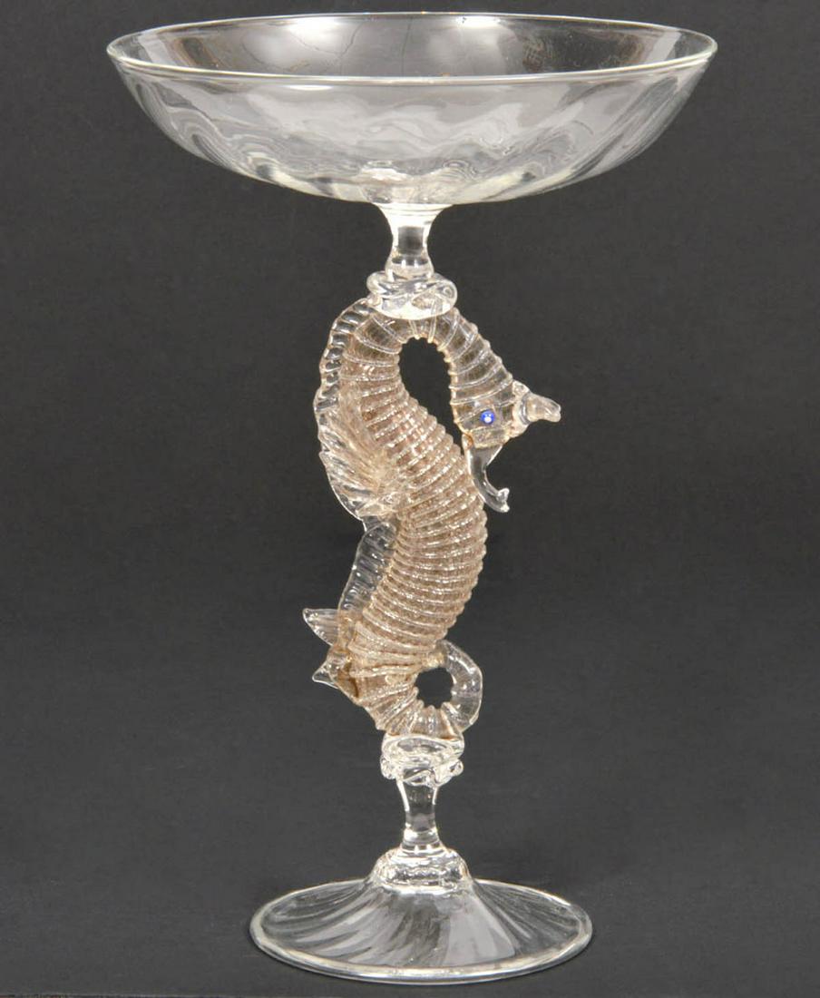 Murano-Style Art Glass Seahorse Compote (1 of 6)