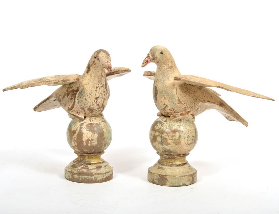 Pr. Vintage Hand Carved & Painted Folk Art Birds (1 of 7)