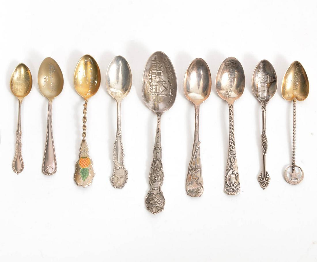 Lot of 9 Sterling Souvenir Spoons (1 of 8)