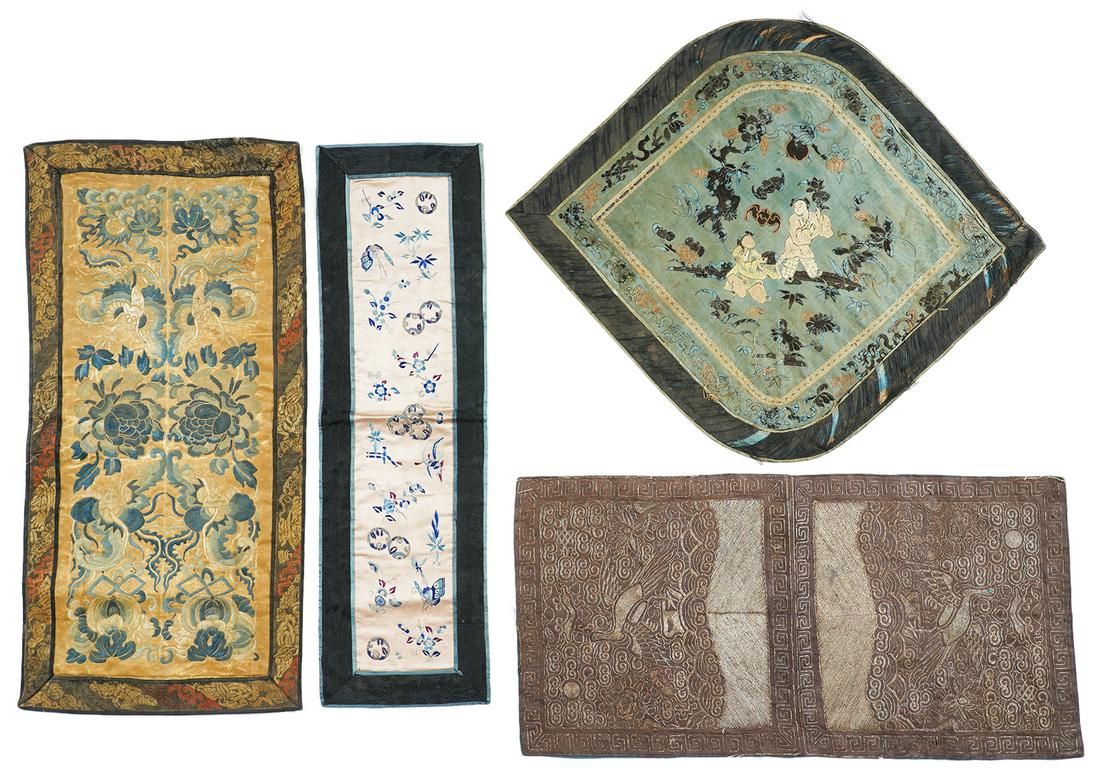 Four Chinese Embroidered Fabric Silk Rank Badges (1 of 14)