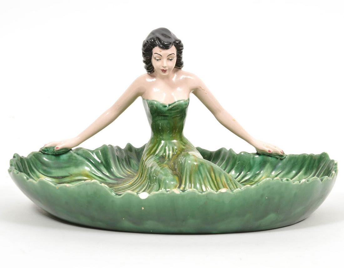 Porcelain Trinket Dish Lady with Leaf Styled Dress (1 of 11)