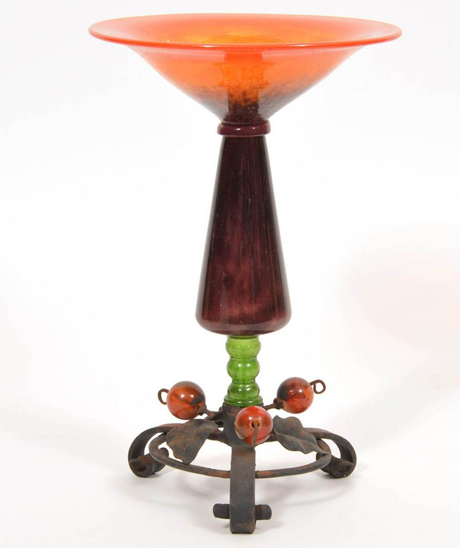 Iron Footed Grapevine Art Glass Vase (1 of 8)