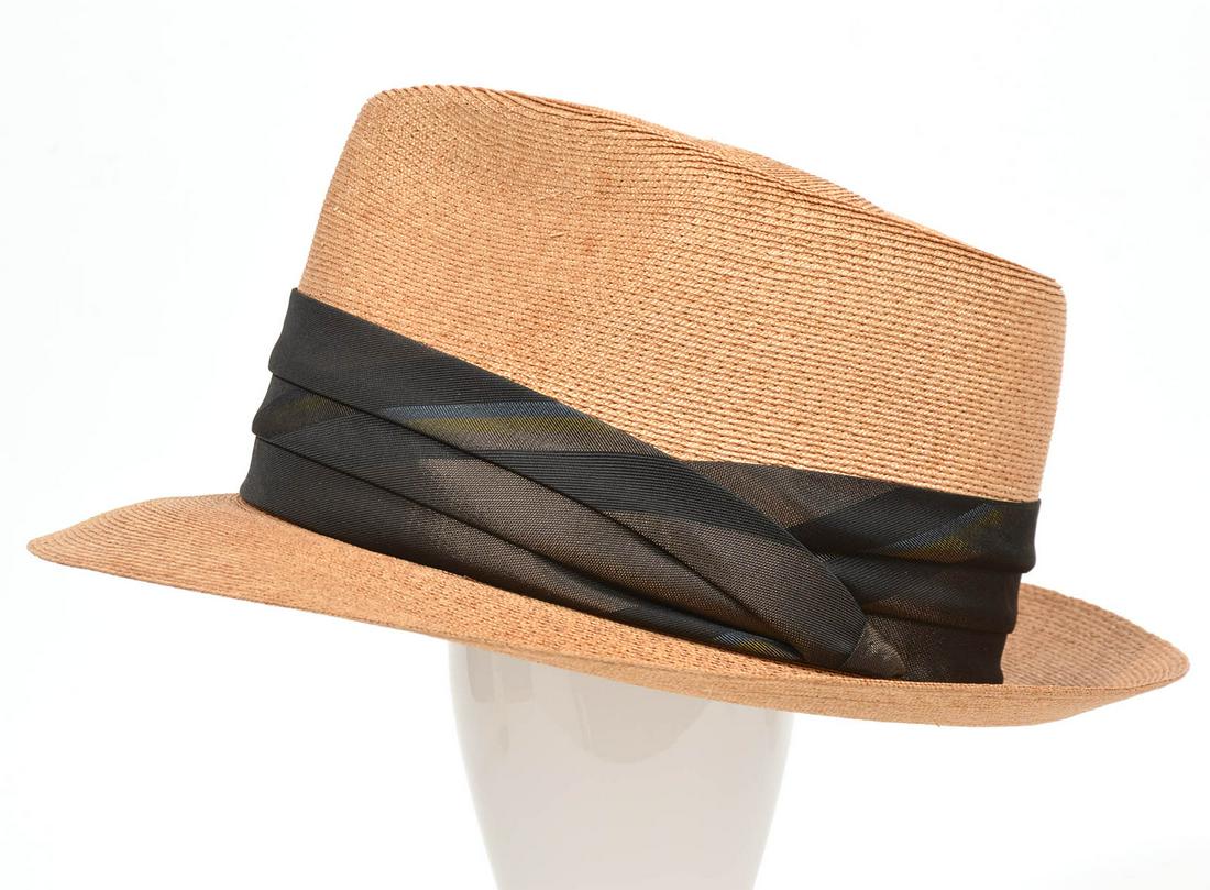 Stetson Panama Hat: Stetson Panama hat with black band. Inside circumference is approximately 20". Stetson emblems and marking on inside. Condition report: Good used condition, no issues, please examine all photos closel