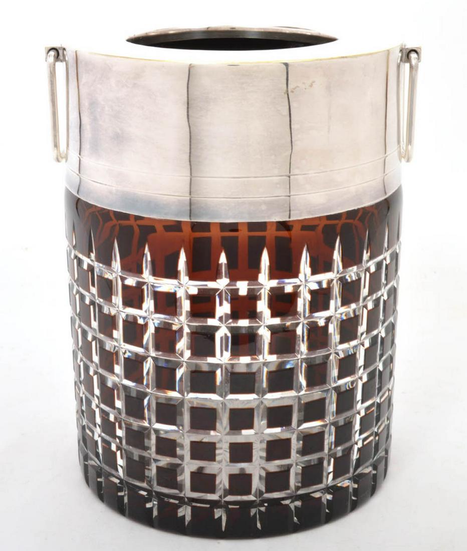Cranberry Glass and Silverplate Champagne Bucket (1 of 7)