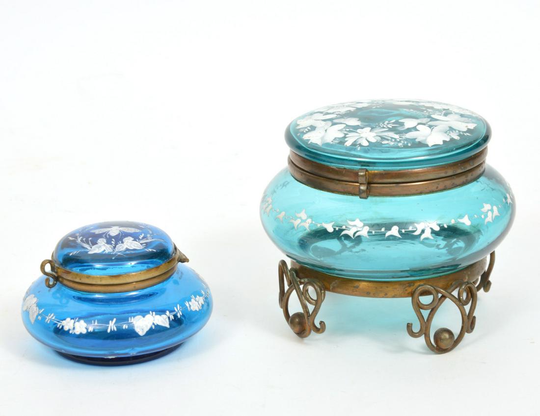 2 French Painted Bronze Mounted Glass Jars (1 of 8)