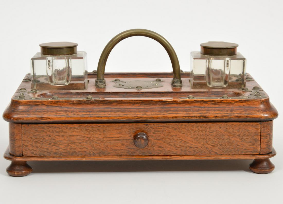 Travel Desk Set Ink Wells With Single Drawer (1 of 12)