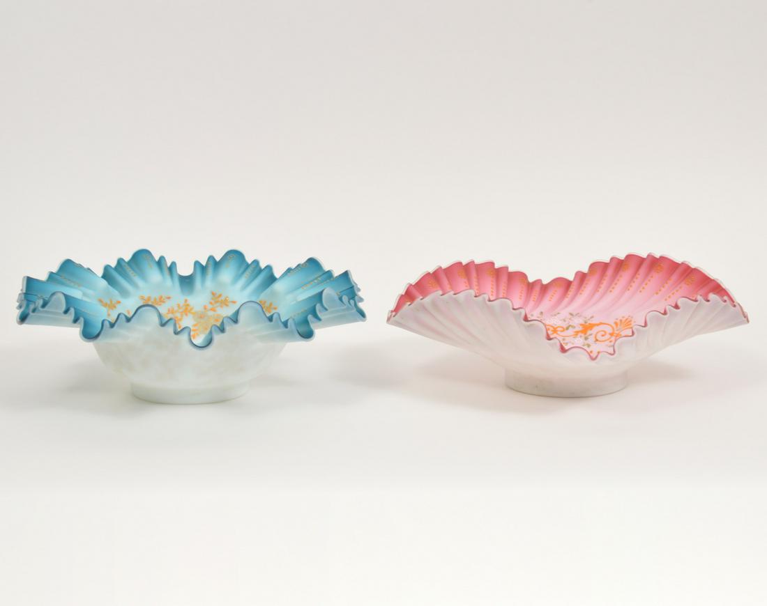 Pair of Ruffled Bridal Basket Glass Bowls (1 of 7)