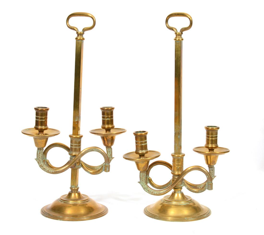 Pr. 2 Light Brass Williamsburg Style Candelabras (1 of 8)