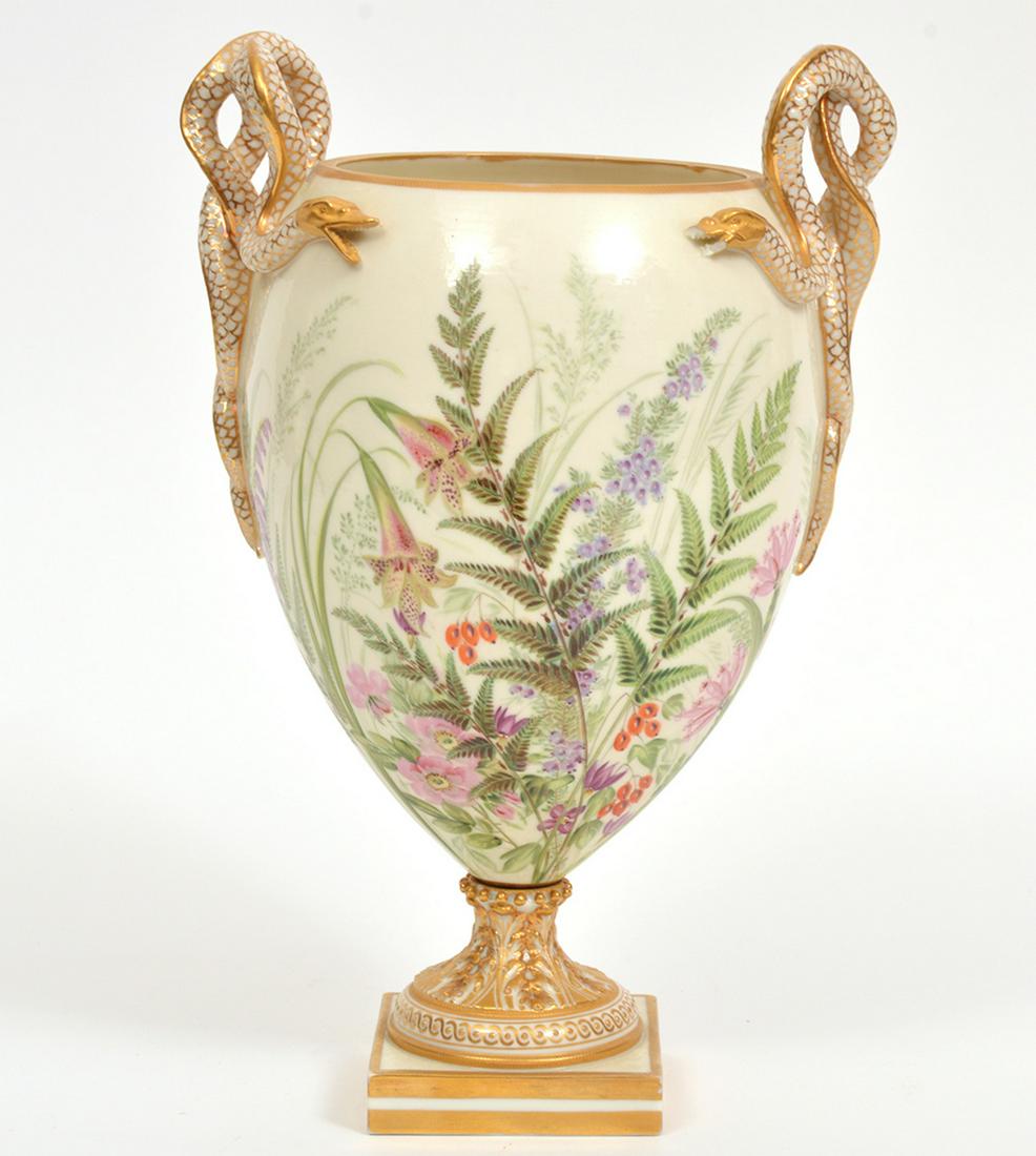 Royal Worcester Kerr & Binns Serpent Handled Urn (1 of 10)