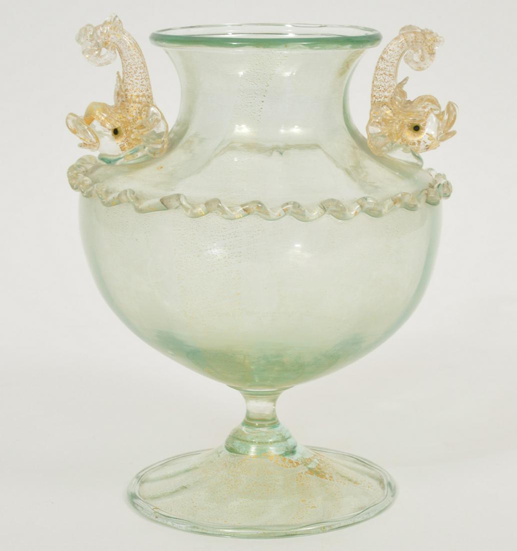 Murano-Style Glass Vase With Fish Handles (1 of 7)
