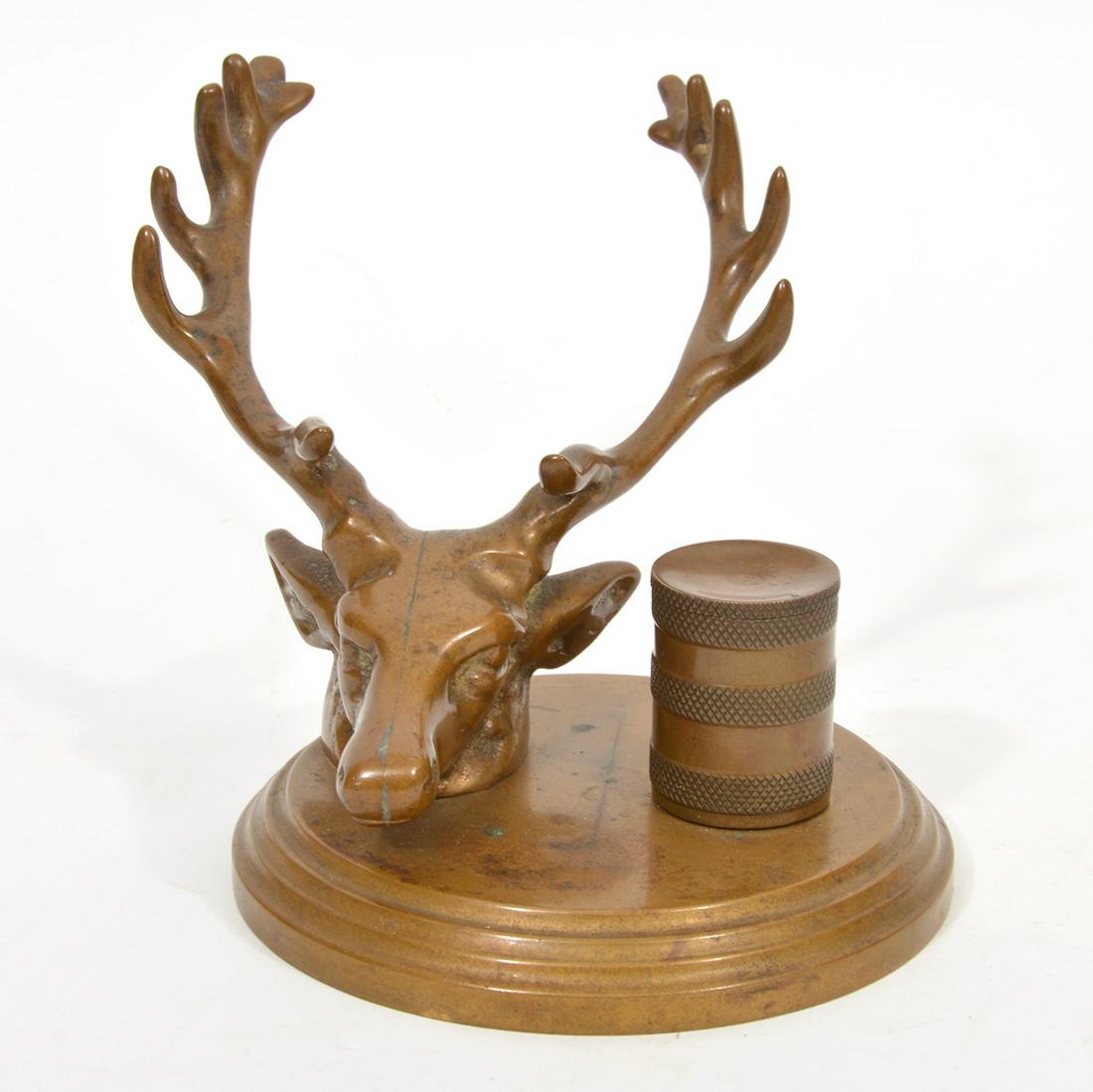 Bronze Elk Head Desktop Inkwell (1 of 7)