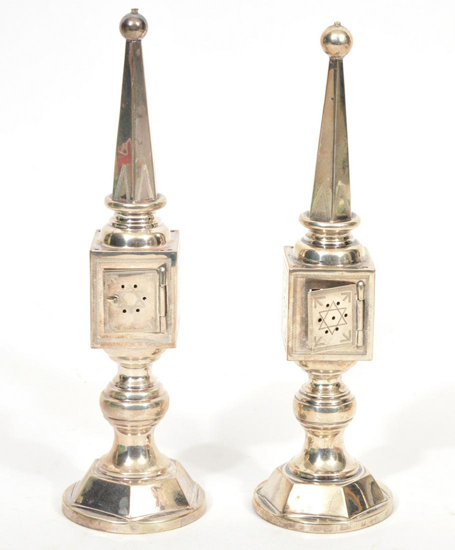 Two Judaica 835 Silver Besamim Spice Boxes (1 of 8)