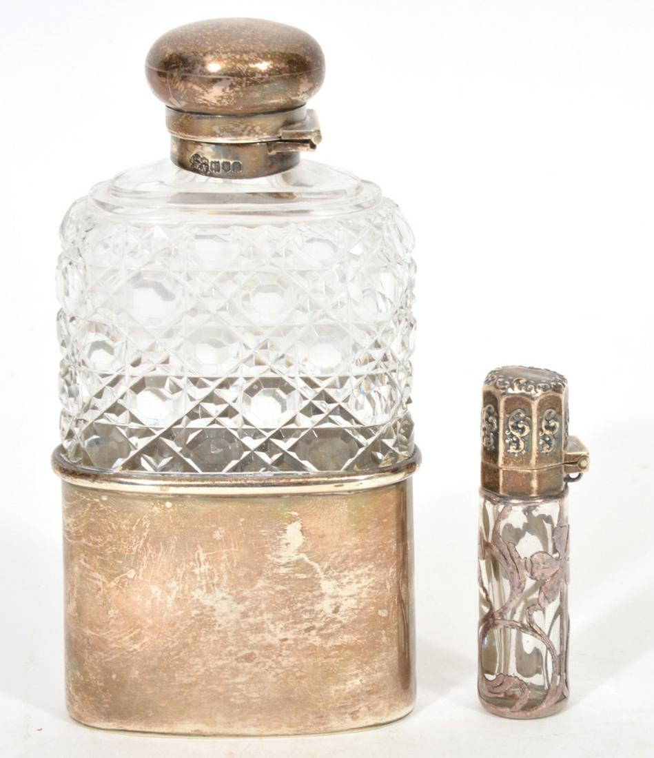 Sterling Silver Glass Hip Flask and Scent Bottle (1 of 7)
