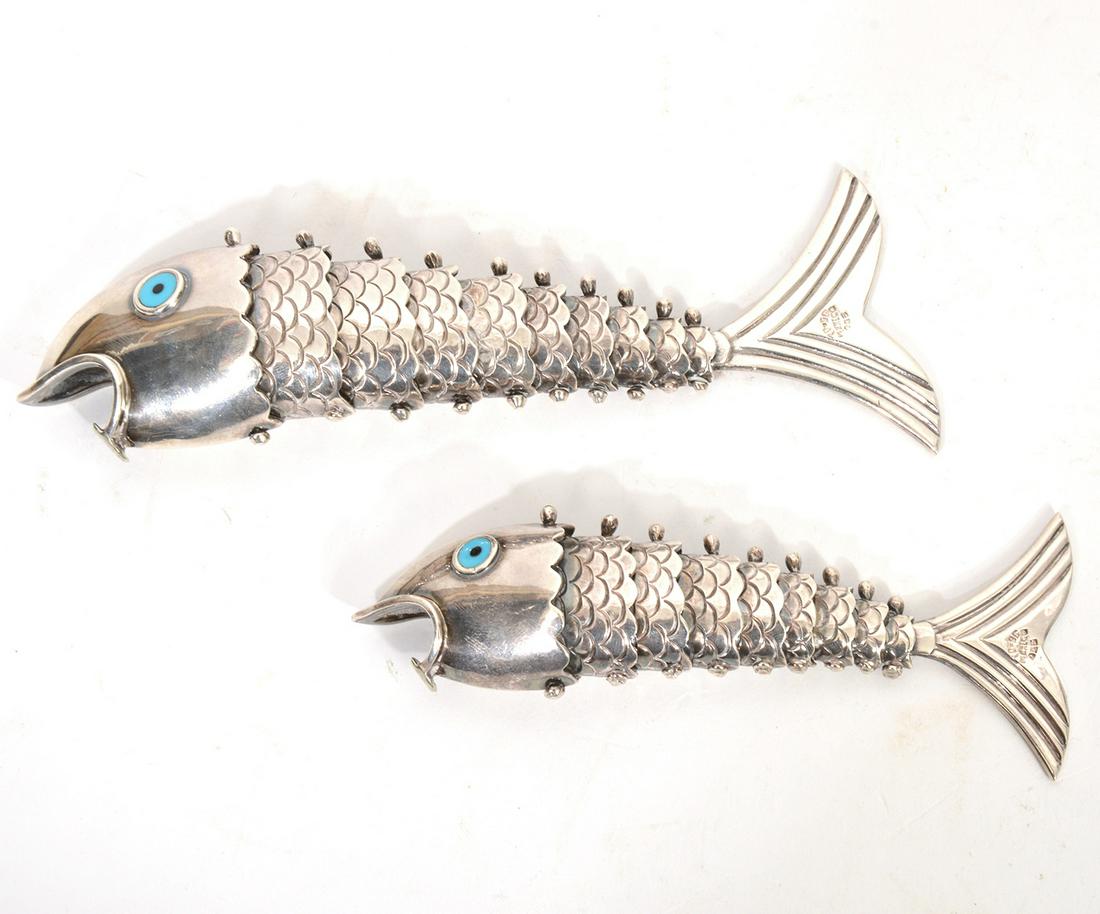 Mexican Sterling Articulated Fish Bottle Openers (1 of 6)