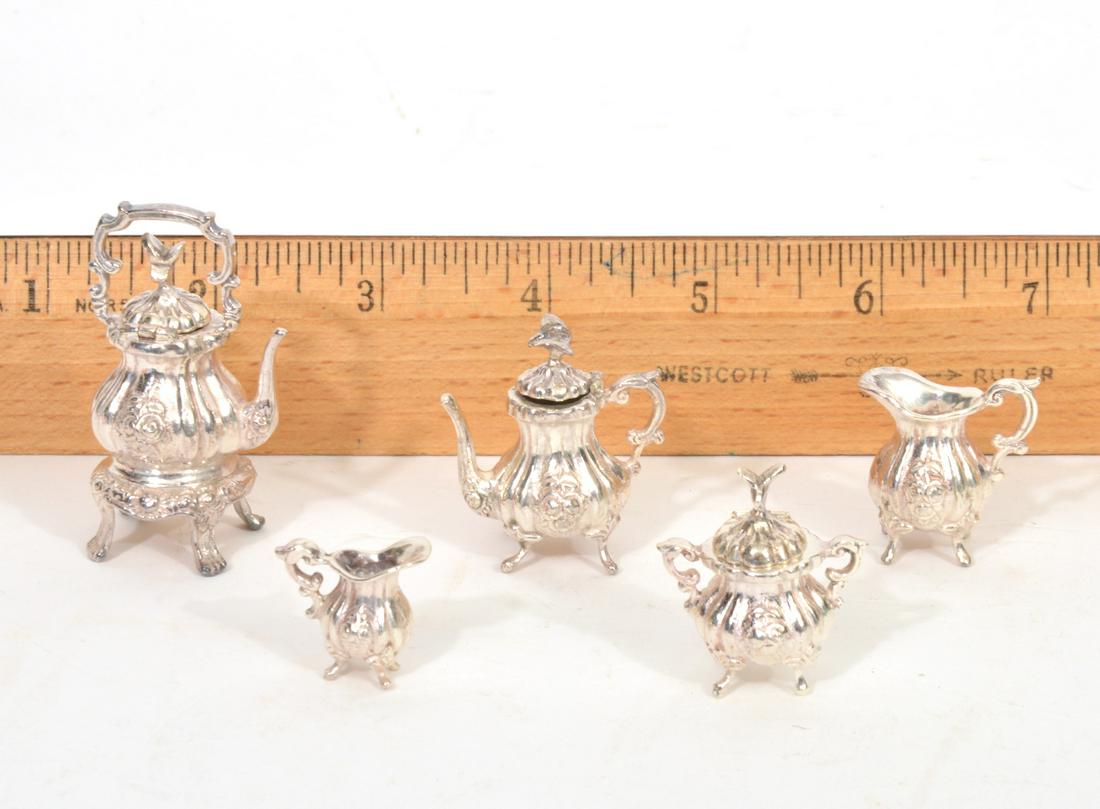 5 Piece Sterling Silver Miniature Tea Set (1 of 6)