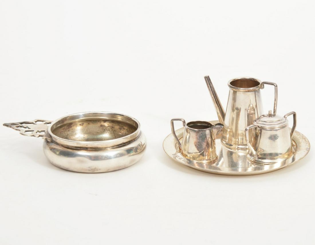 English Sterling Mini Coffee Set & Porringer (1 of 9)