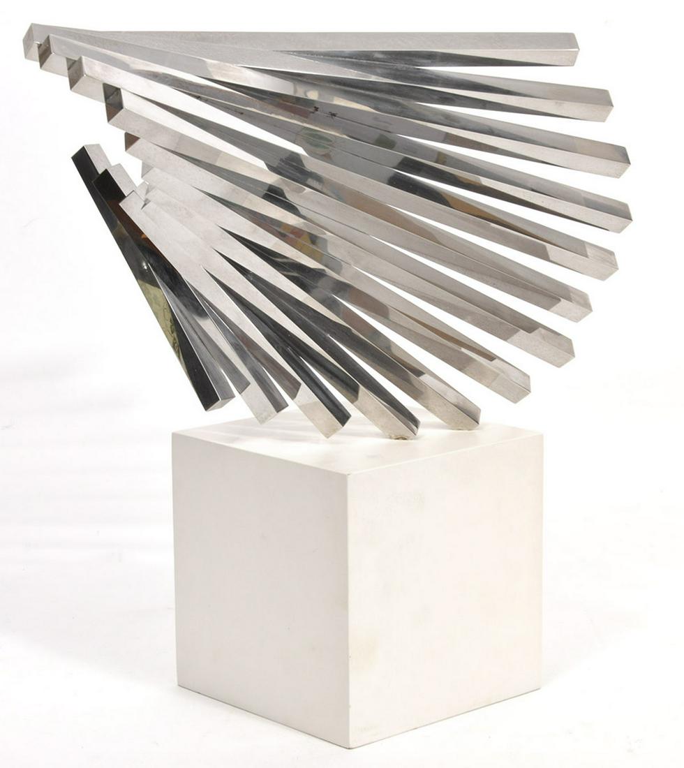Mid-Century Modern Abstract Metal Bars Sculpture (1 of 5)