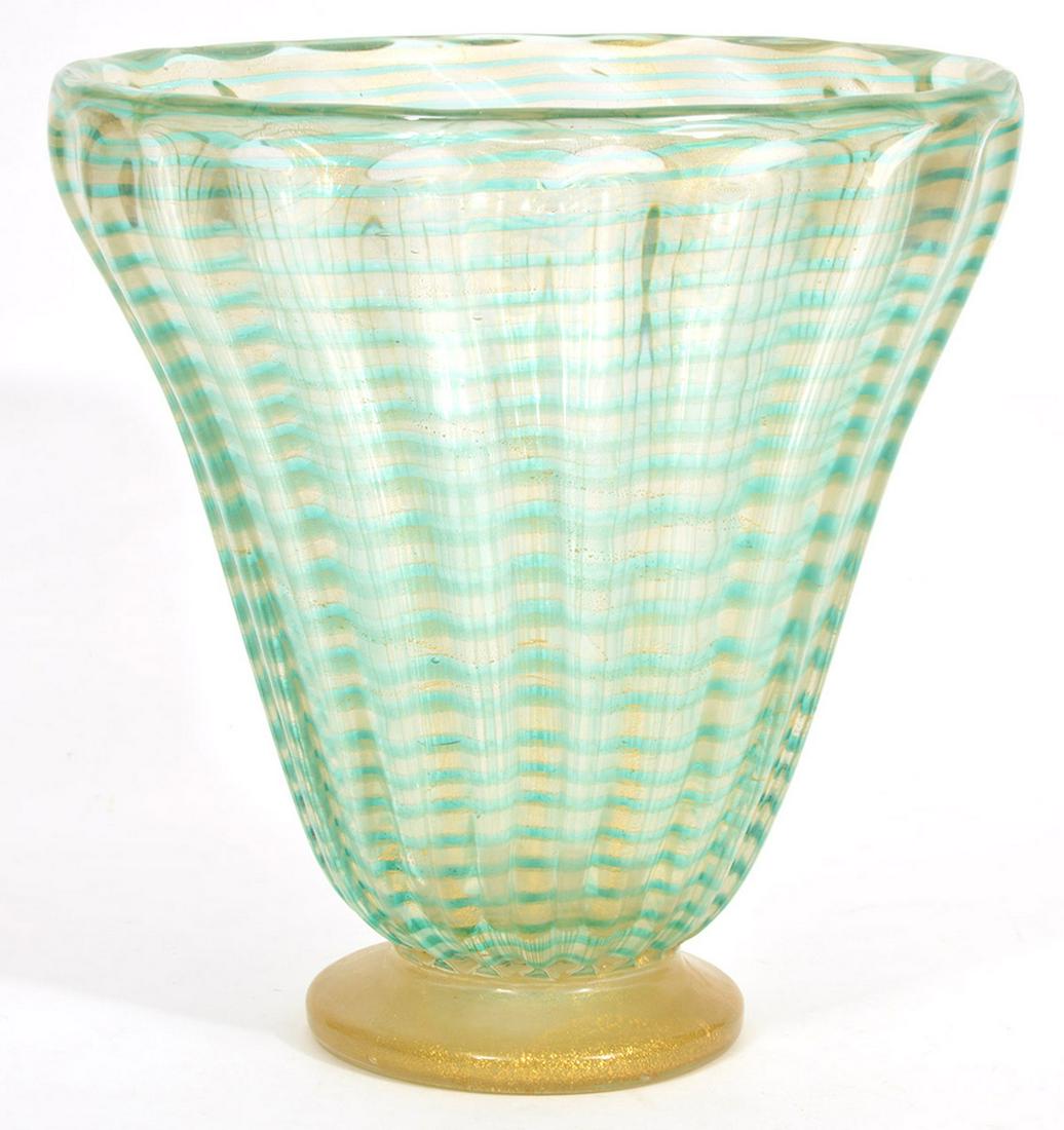 Venetian Green and Gold Glass Vase (1 of 9)