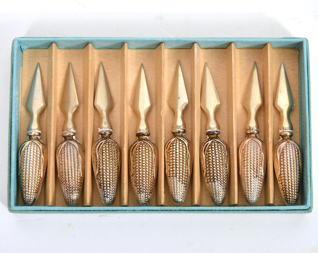 8 Sterling Corn Cob Holders in Fitted Box (1 of 4)