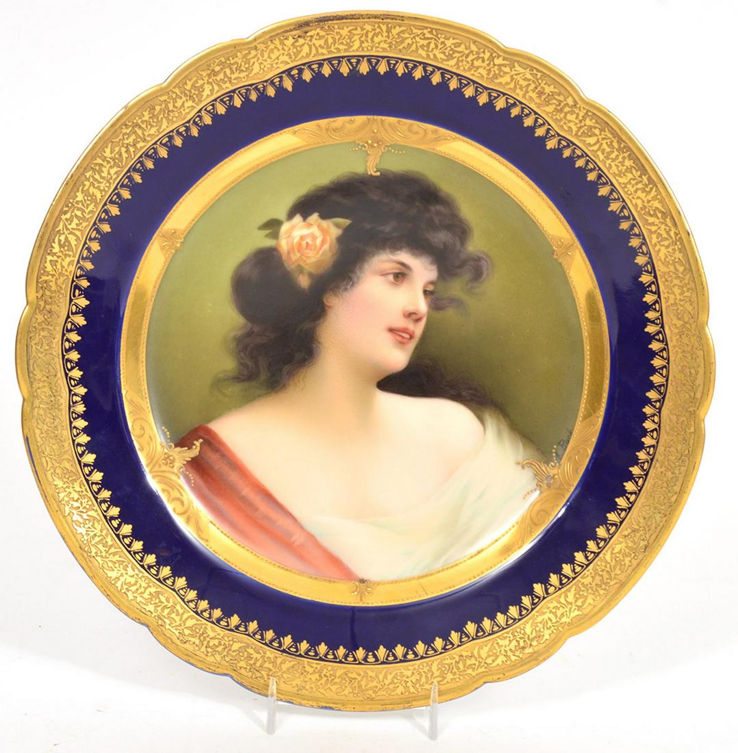 Royal Vienna Gilt Cobalt Portrait Plate Signed (1 of 5)