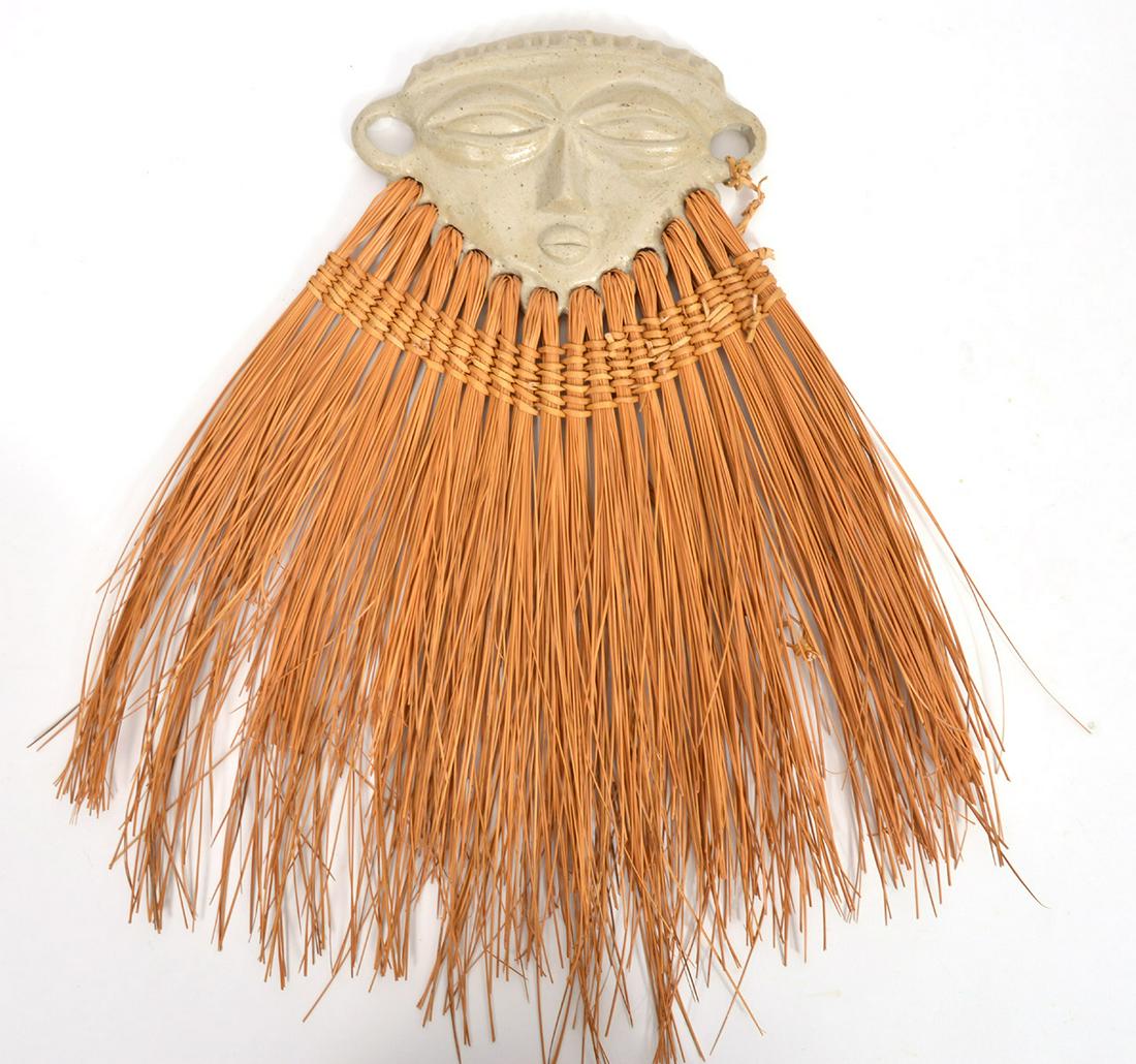 African Clay Mask With Long Braided Grass Beard (1 of 5)