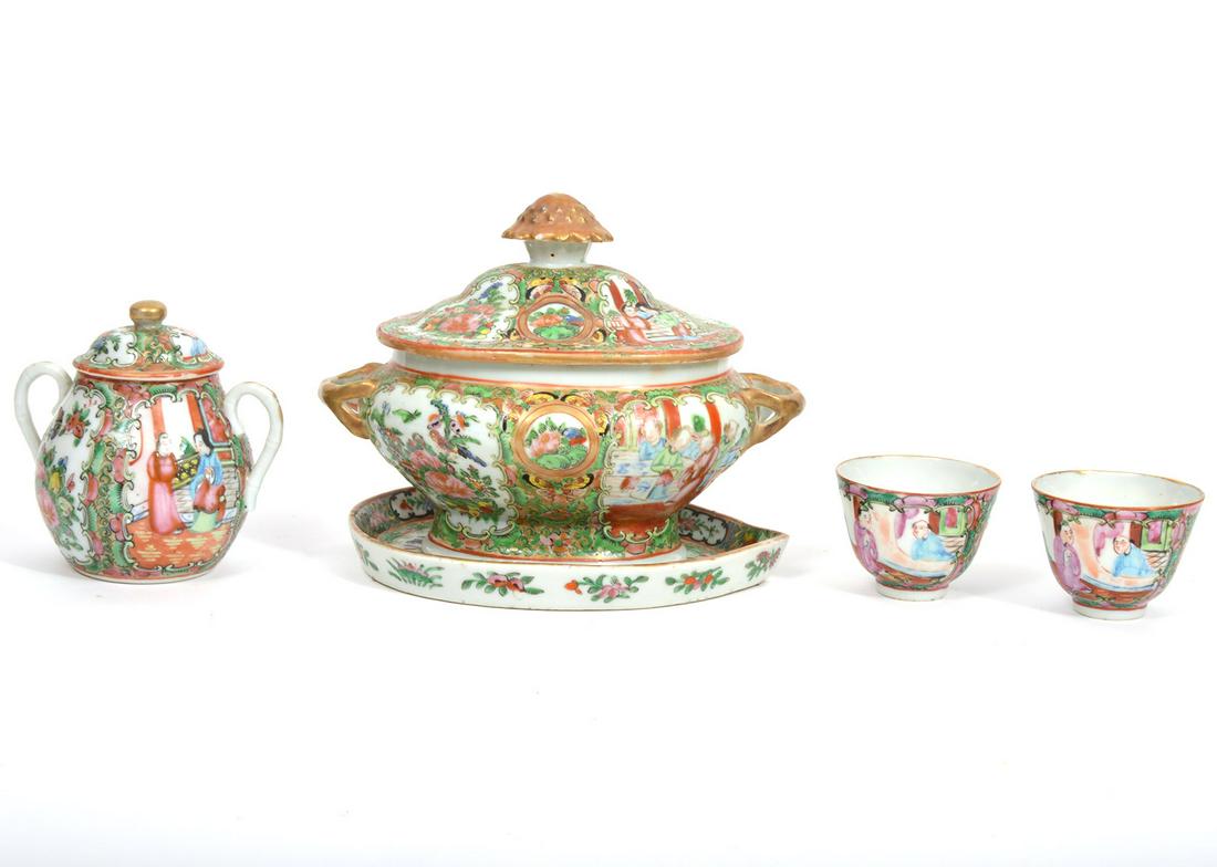 Chinese Rose Mandarin Porcelain 5-Pc (1 of 13)