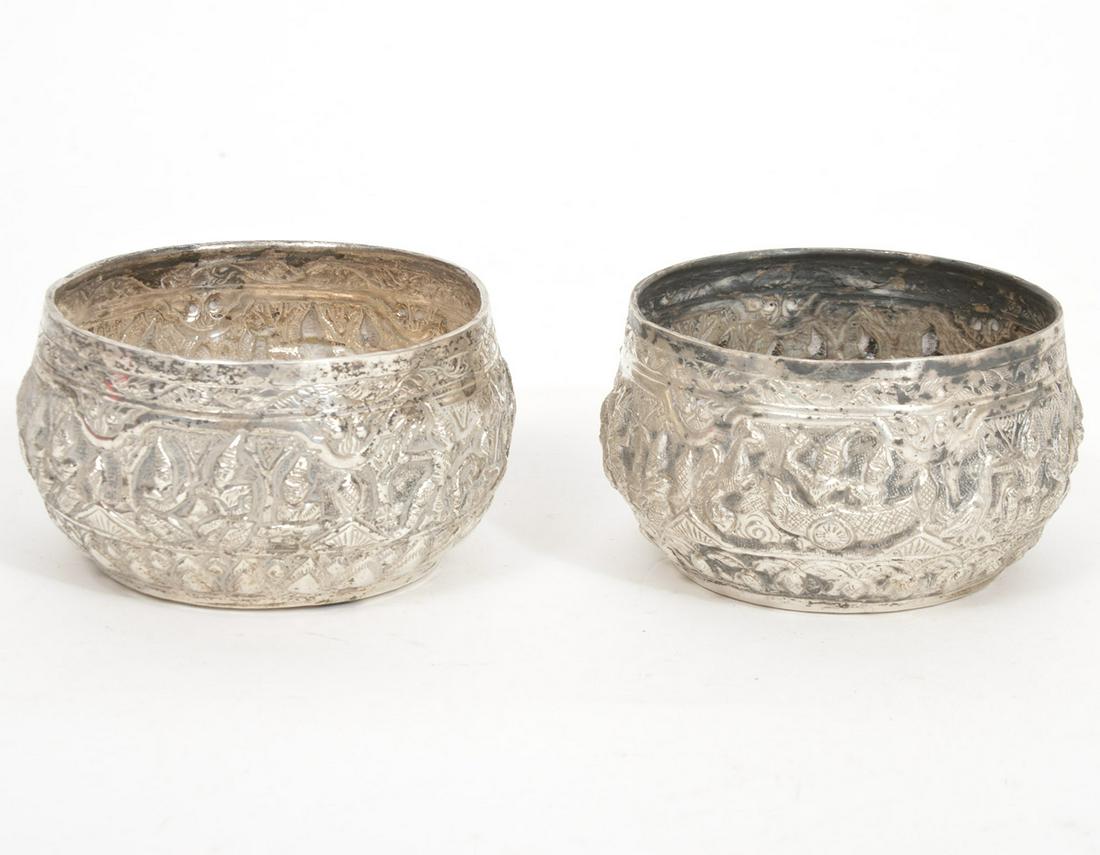 Two Imperial Burmese 850 Silver Repousse Bowls (1 of 9)