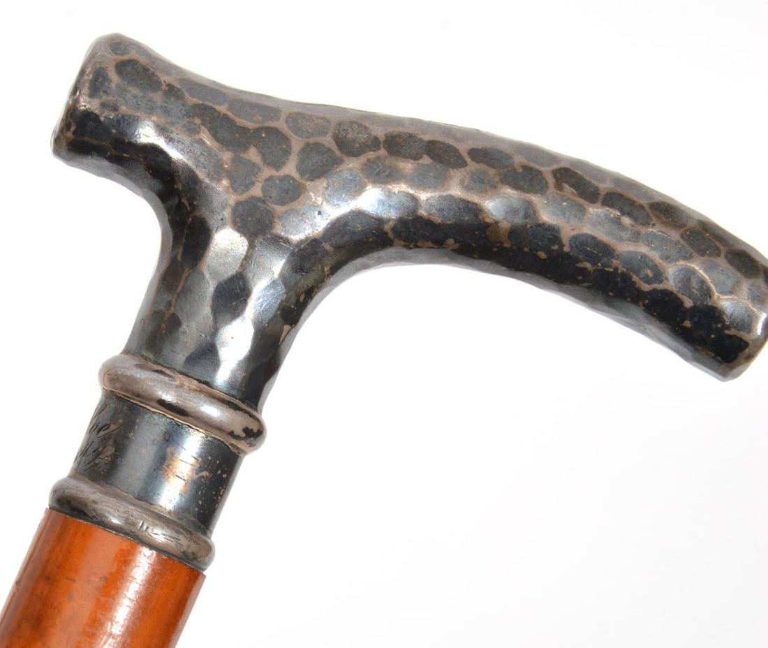 Hammered Sterling Handled Wood Walking Stick Cane (1 of 8)