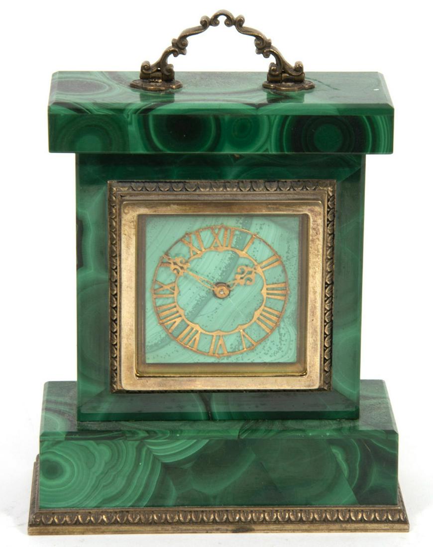 Italian Malachite Bronze Mounted Table Clock (1 of 8)