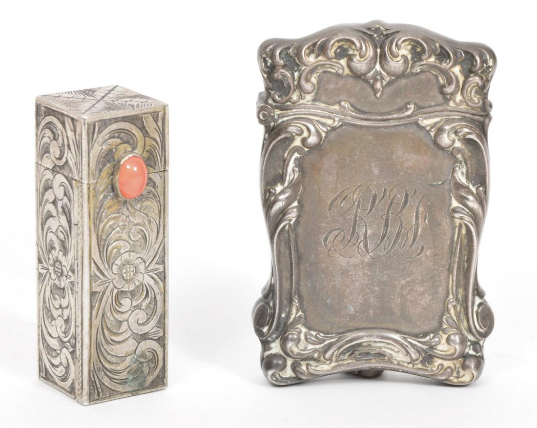 Sterling Silver Match Holder & 800 Silver Lipstick (1 of 8)