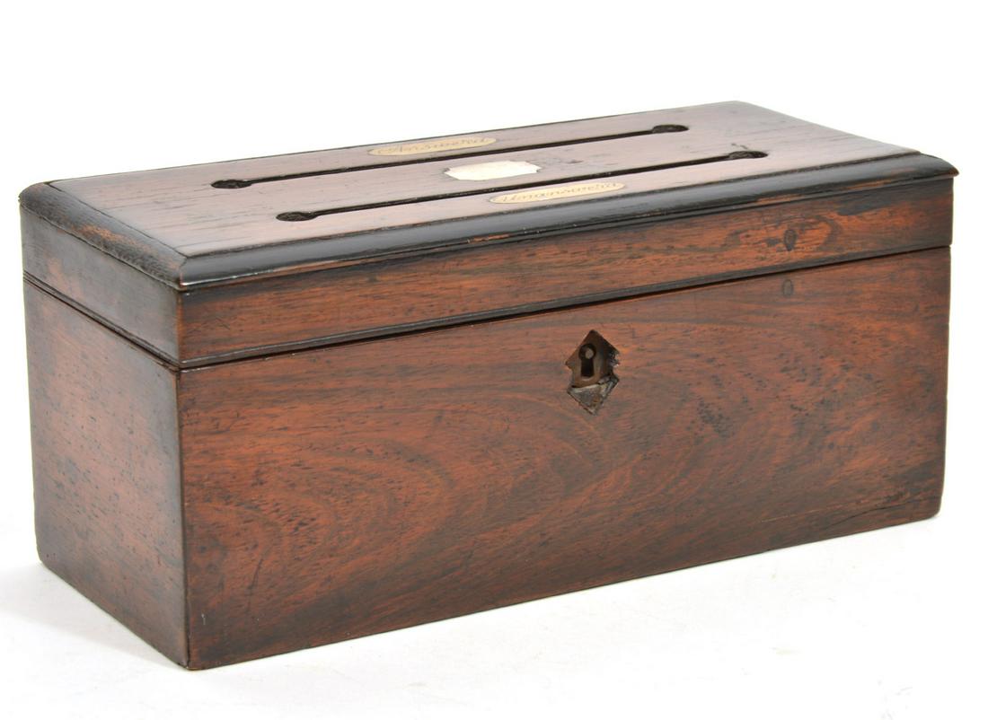 Dark Wood Hinged Letter Box With Mother of Pearl (1 of 8)