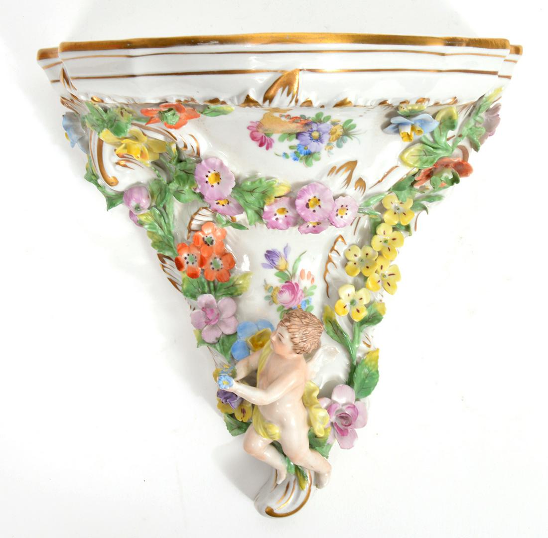 Dresden Ornate Cherub Porcelain Wall Bracket (1 of 8)
