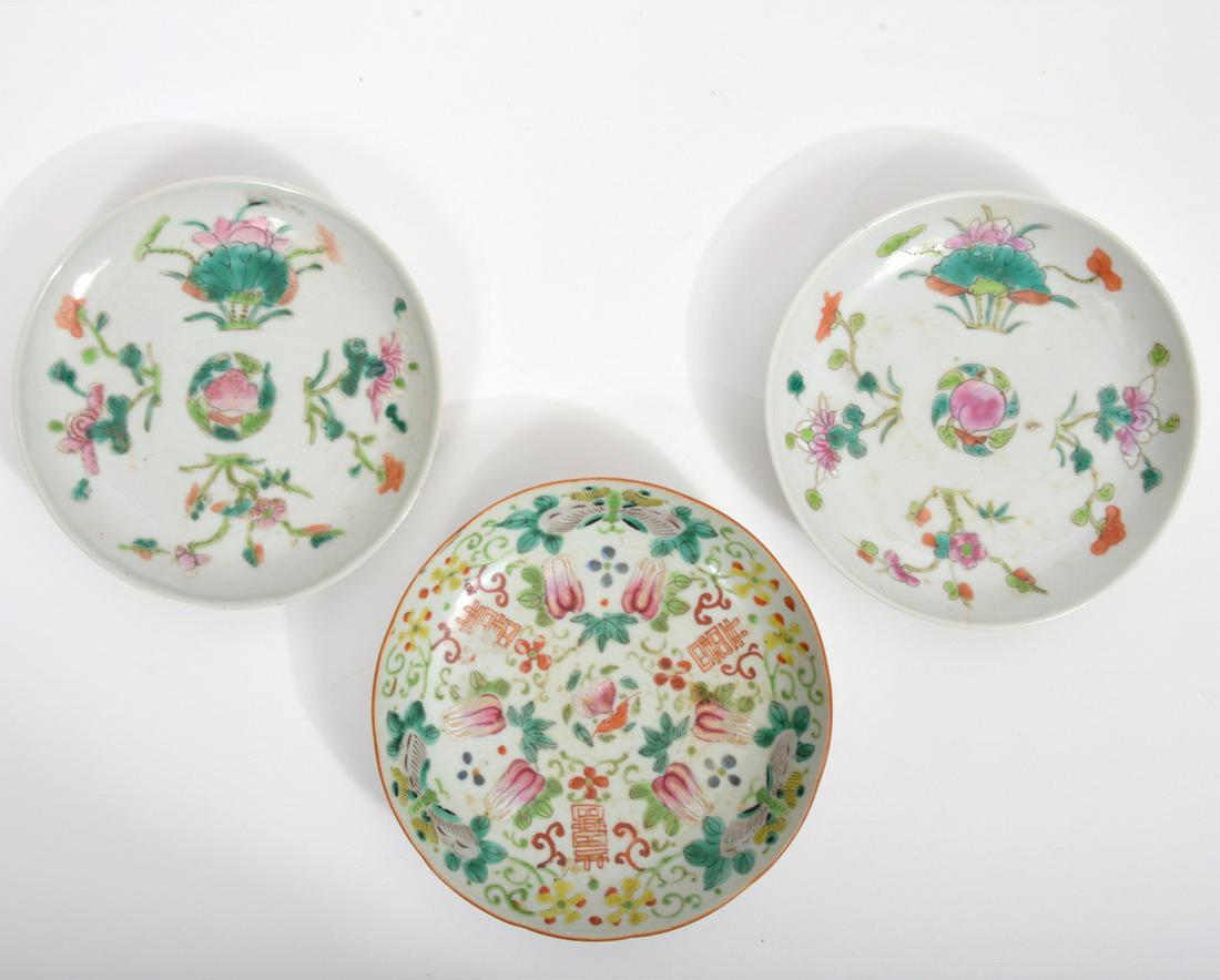 Three Chinese Rose Mandarin Plates Signed (1 of 7)