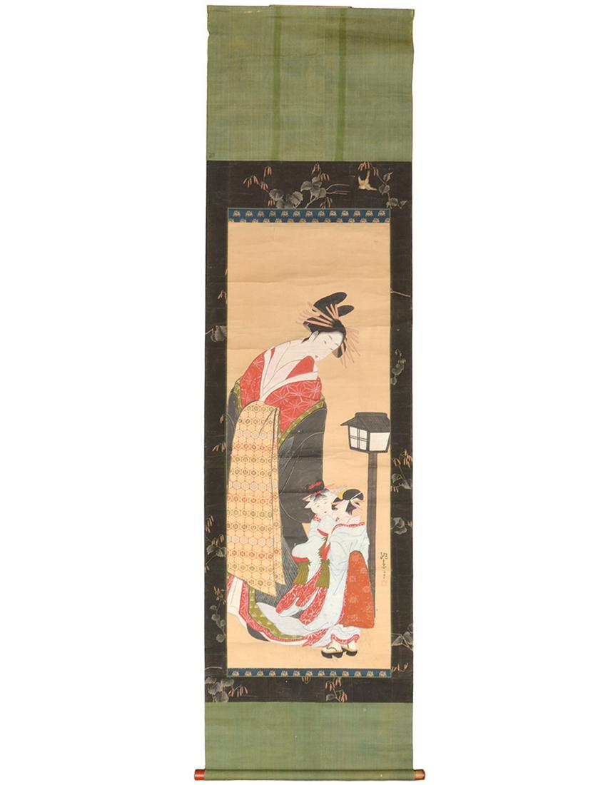 Chinese Scroll of Woman and Children (1 of 10)