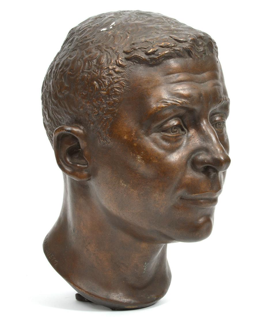 Life-Size Bronze Head Sculpture Signed Famiglietti (1 of 8)