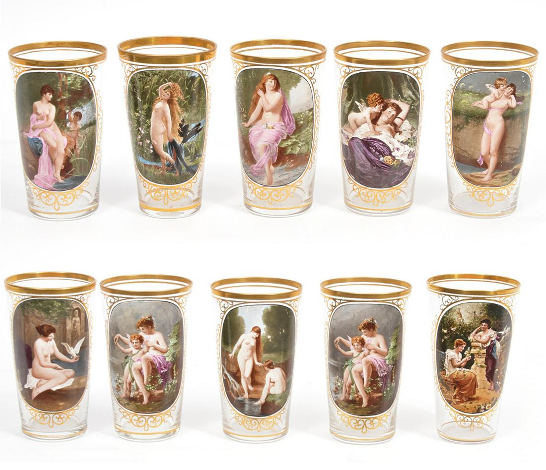 10 Reverse Painted Victorian Erotica Tumblers (1 of 14)
