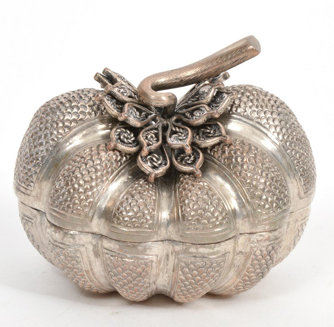 Cambodian 900 Silver Pumpkin Trinket Box (1 of 8)