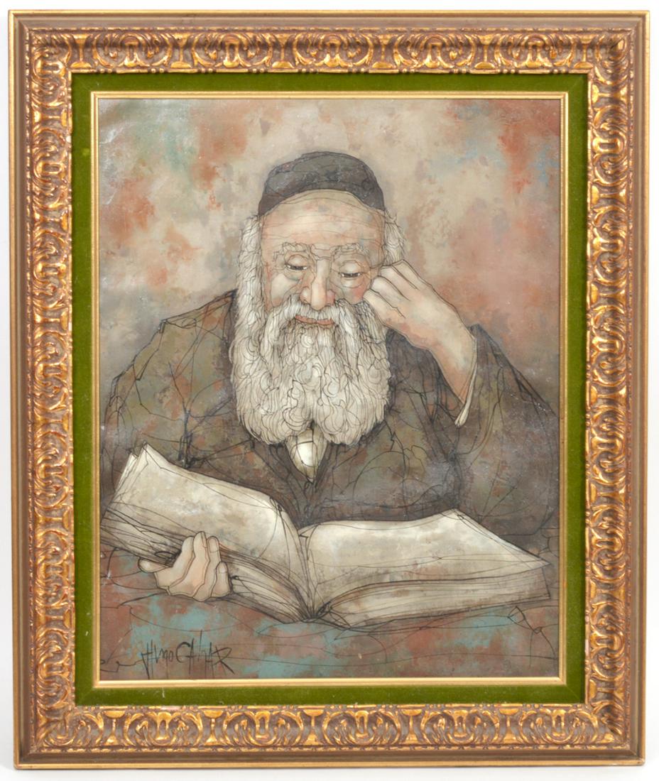 Hugo Casar Rabbi Reading Oil on Canvas (1 of 7)