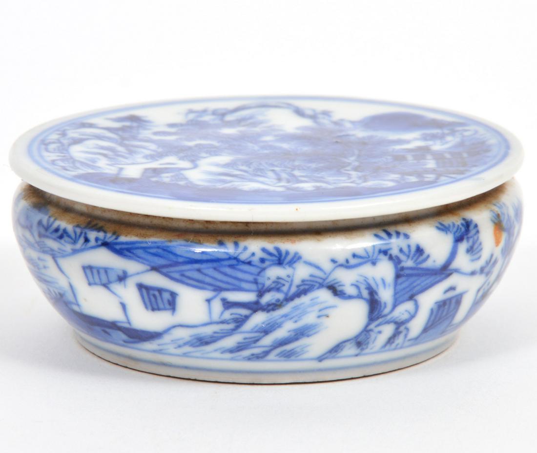 Chinese Blue & White Porcelain Round Seal Wax Box (1 of 8)