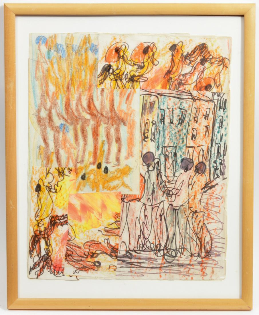 Purvis Young Mixed Media Paper Collage (1 of 9)