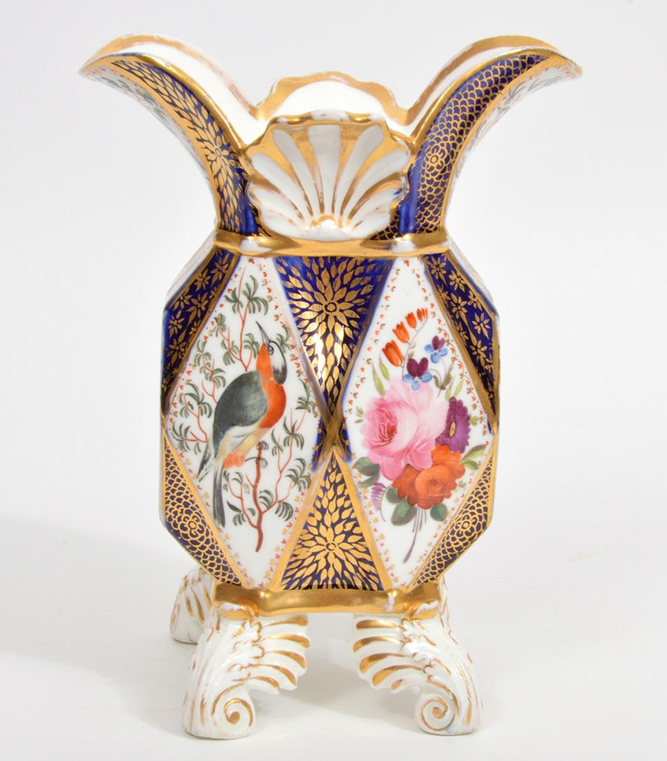 Meissen-Style Cobalt Blue Floral Avian Flared Vase (1 of 7)