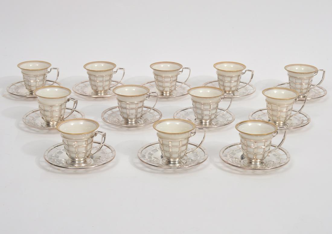 Set of 12 Lenox Sterling Silver Lattice Demitasse (1 of 6)