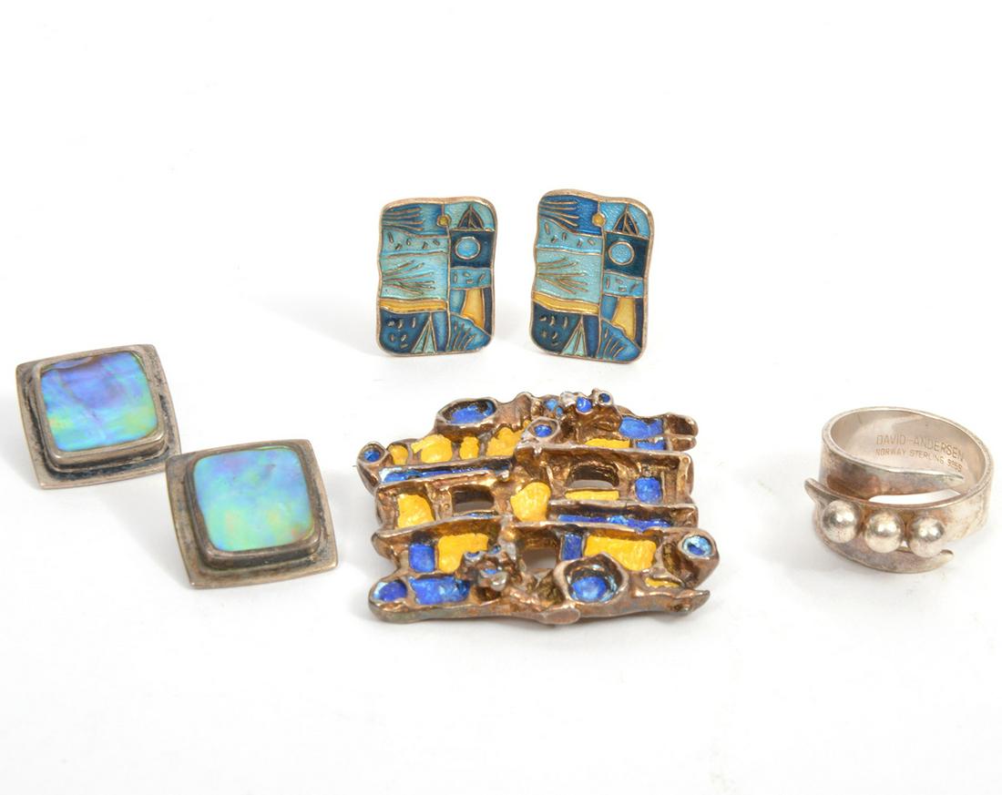 Norwegian Sterling Silver Brooch, Earrings & Ring (1 of 10)