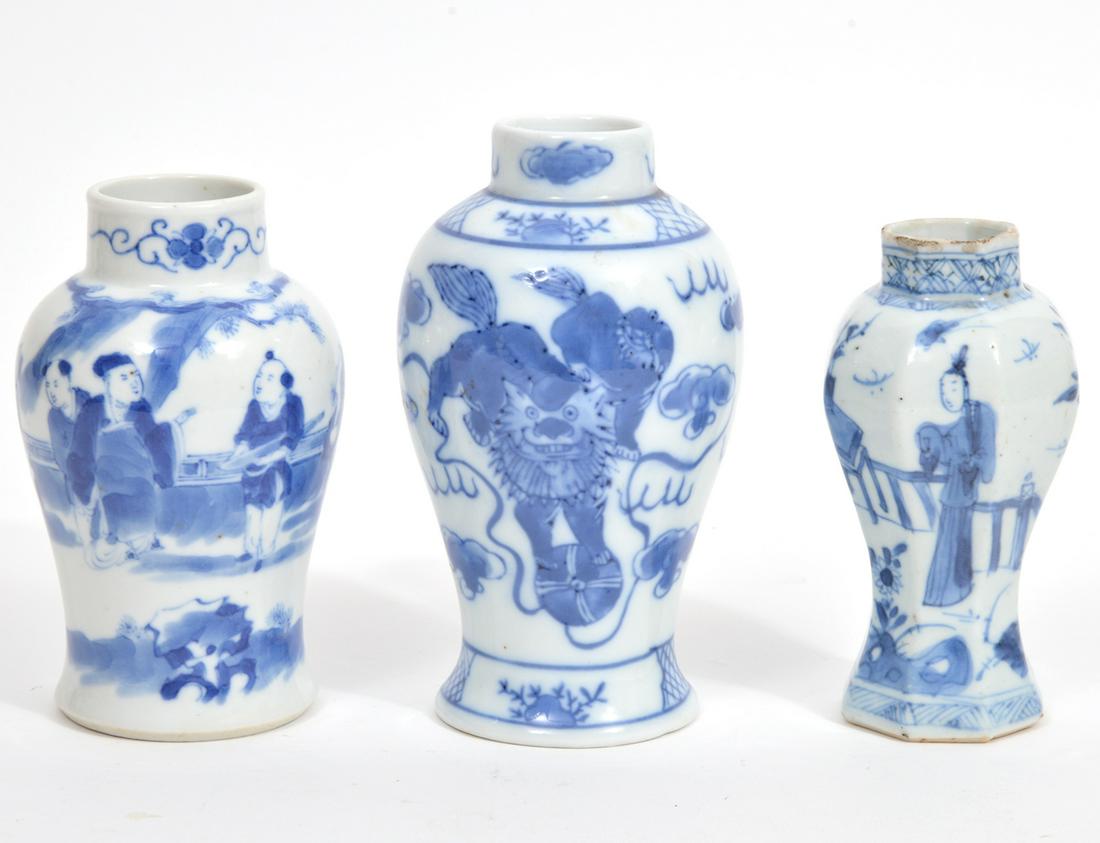 Three Chinese Blue White Mini Meiping Vases (1 of 7)